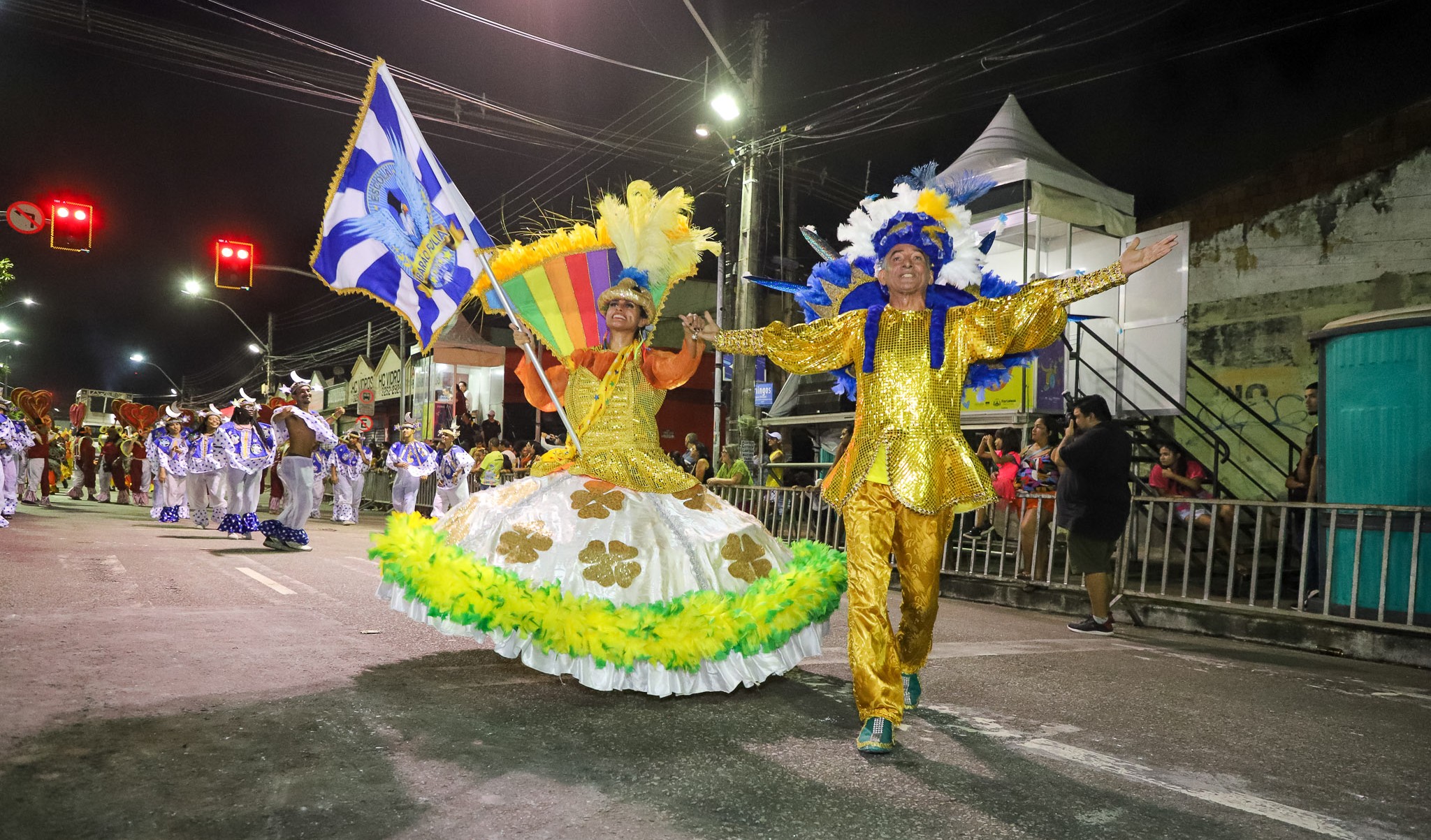 mestre sala e porta bandeira desfilam na avenida domingos olimpio